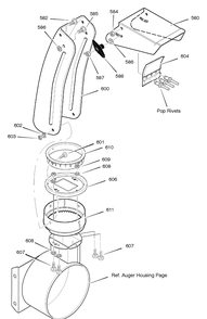 Part Location Diagram of 761070E701 Briggs and Stratton Upper chute w/remote